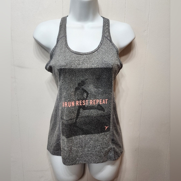 Old Navy Active Tank Top XS Gray‎ Racerback Run Rest Repeat C302 - Picture 2 of 5
